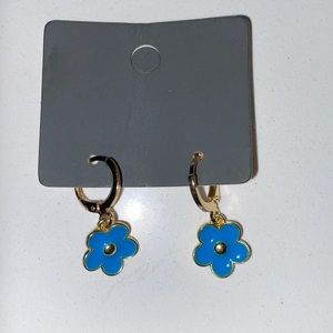 Blue Flower Dangle Earrings